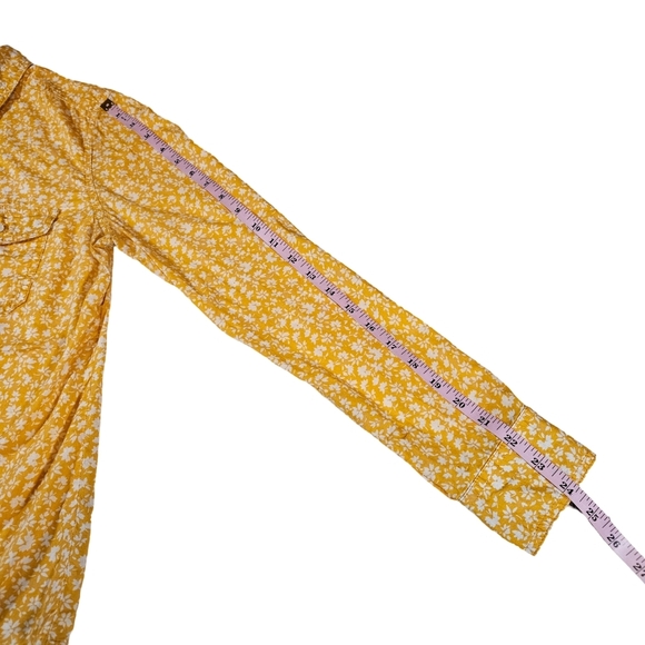 St John's Bay Womens Long Sleeve Button Up Shirt, Yellow/White Floral, Medium - Picture 11 of 12